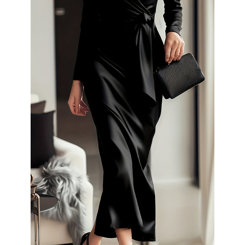 The Merlot Belted Satin Midi – image 5