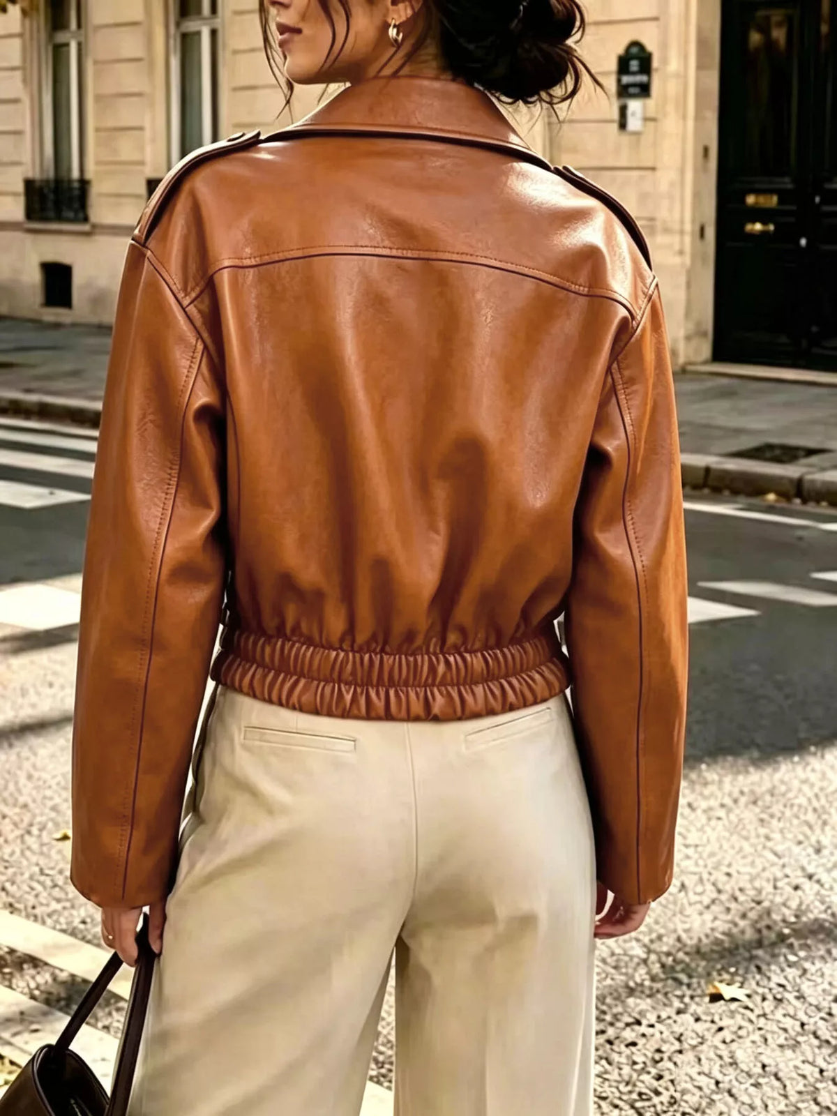 The Downtown Cropped Faux Leather Jacket – image 2