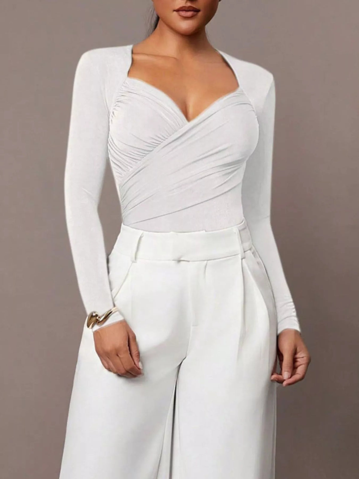 The Wrap Front Ruched Bodysuit – image 30