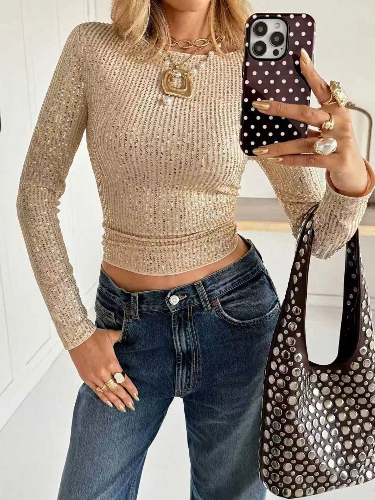 The Sequin Long-Sleeve Crop Top – image 6
