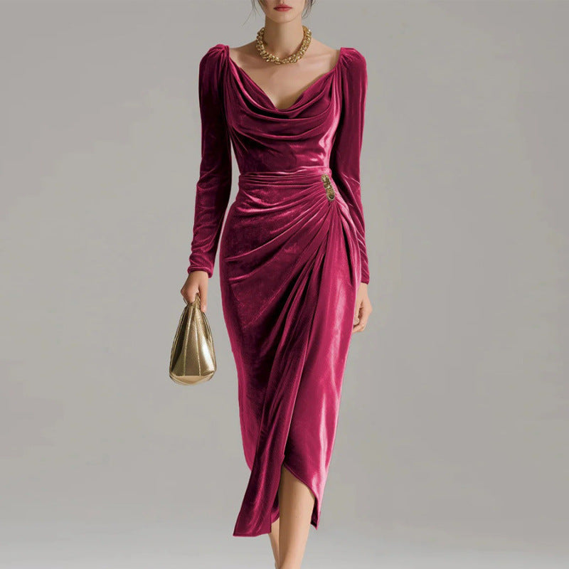 The Bordeaux Velvet Wrap Midi – image 1