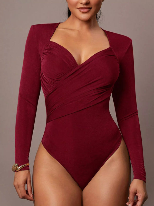 The Wrap Front Ruched Bodysuit