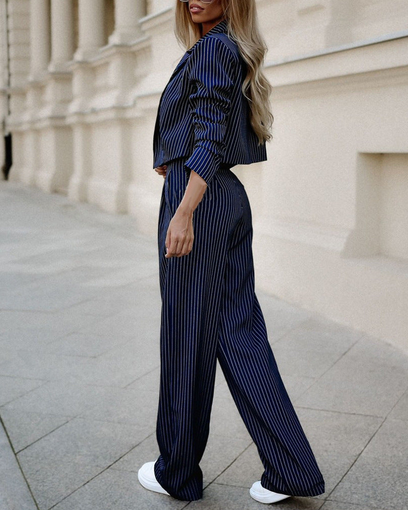 The Pinstripe Cropped Blazer Suit – image 8