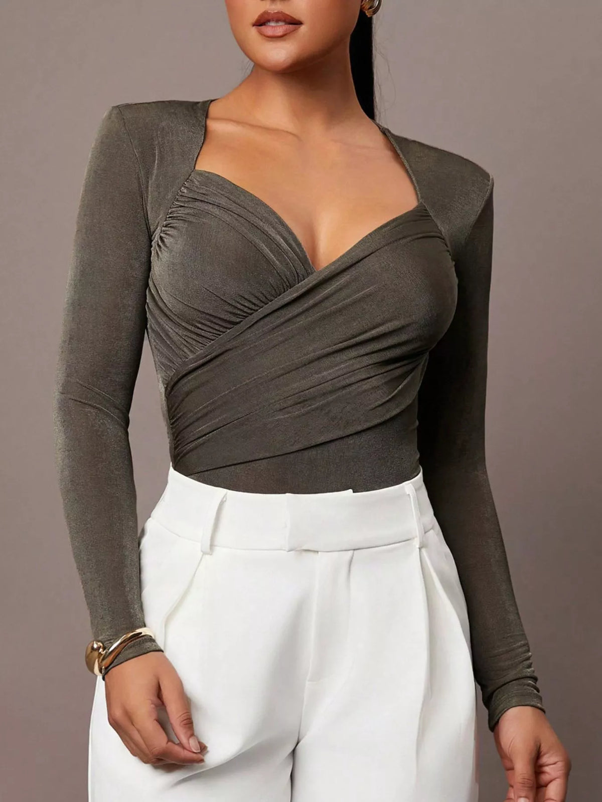 The Wrap Front Ruched Bodysuit – image 14