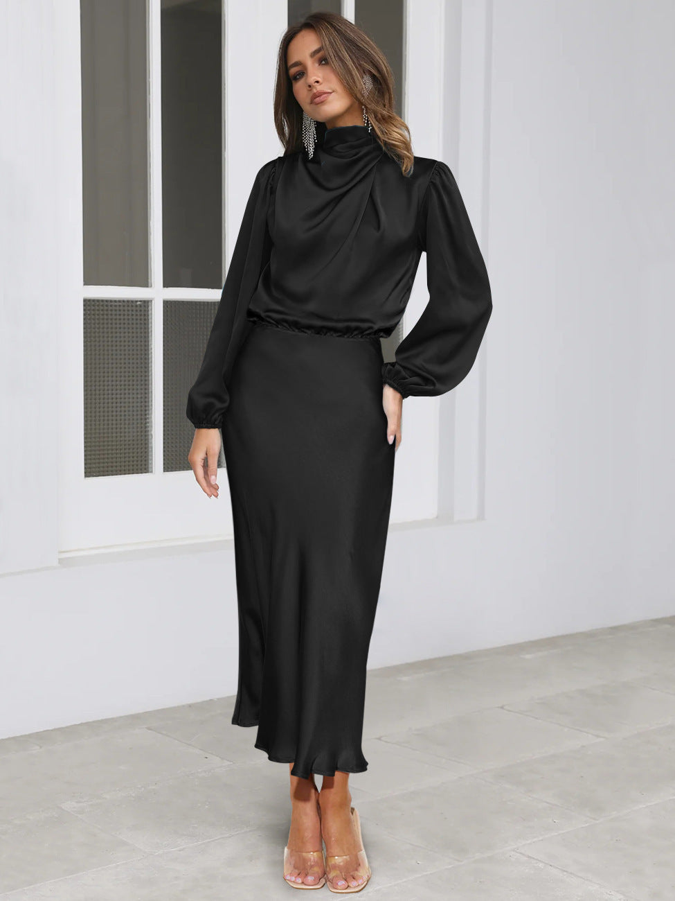 The Soirée Long-Sleeve Satin Maxi – image 8