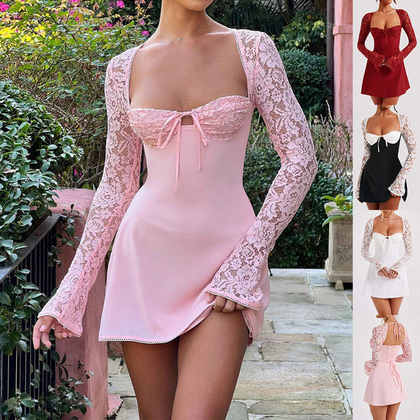 The Juliet Lace-Sleeve Corset Mini