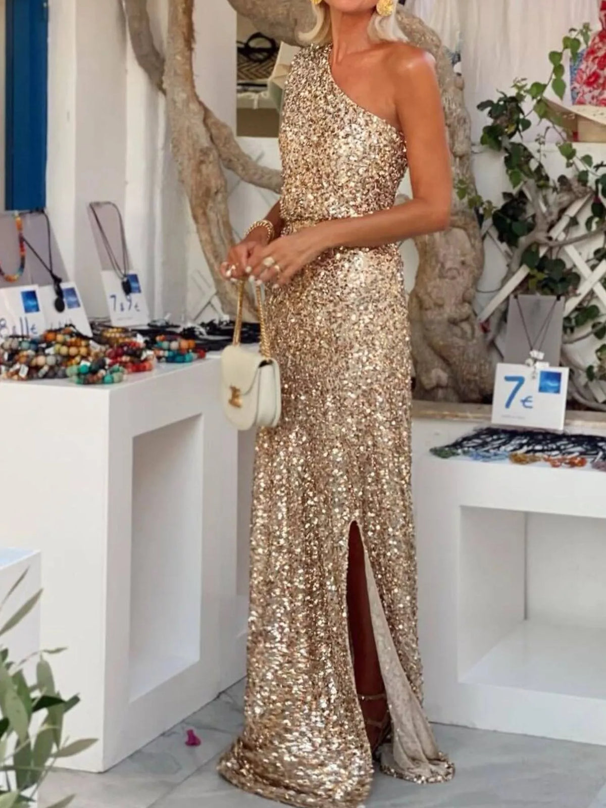 The Gilded Hour One-Shoulder Sequin Maxi – image 4