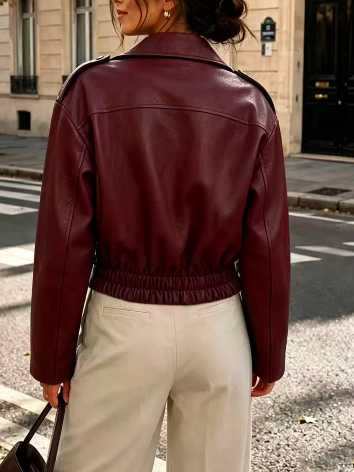 The Downtown Cropped Faux Leather Jacket – image 8