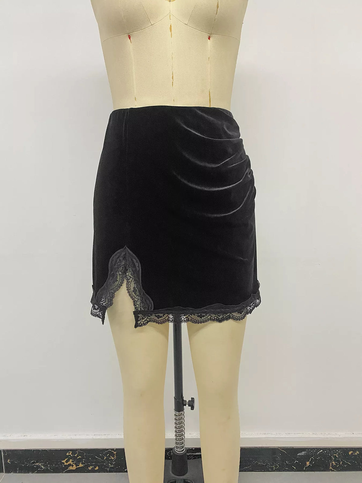 The Velvet Lace-Trim Mini Skirt – image 10