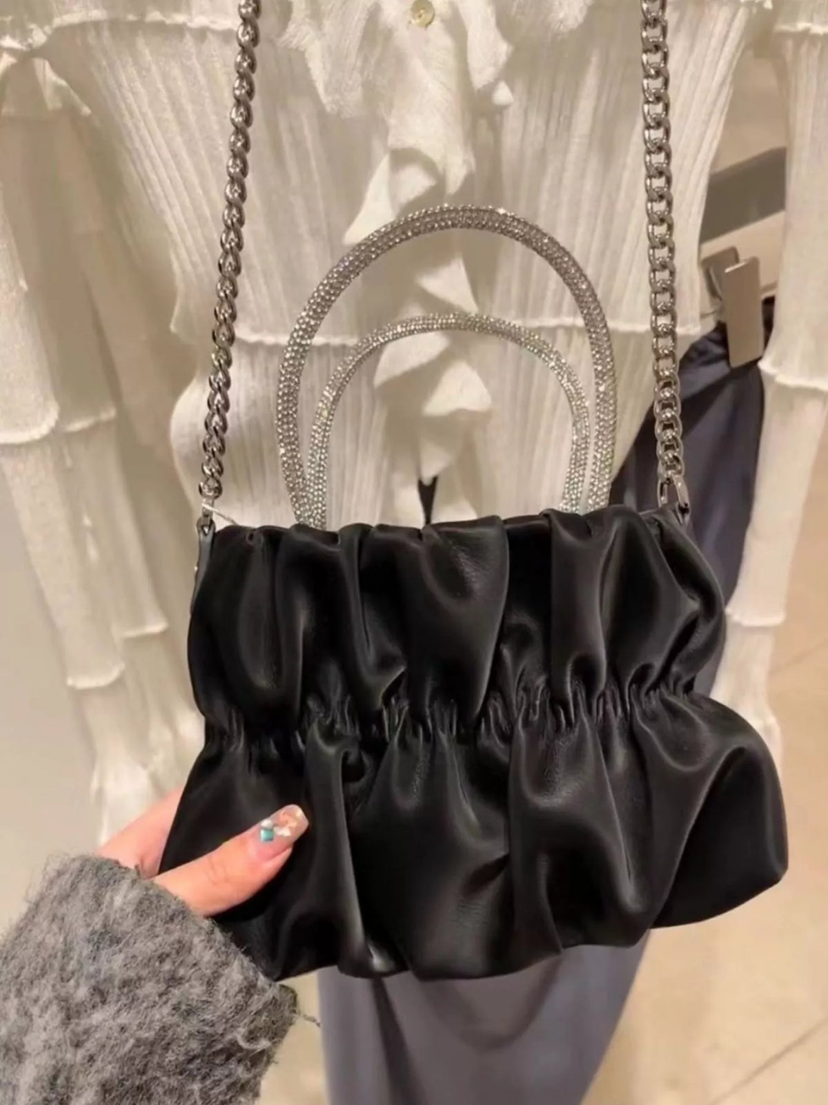 The Ruched Crystal Handle Bag – image 6