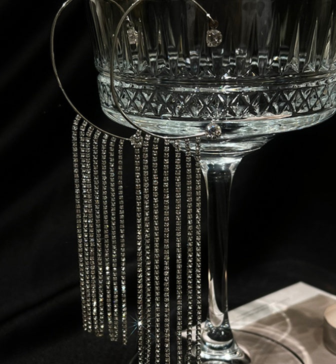 The Cascade Crystal Tassel Earrings – image 6