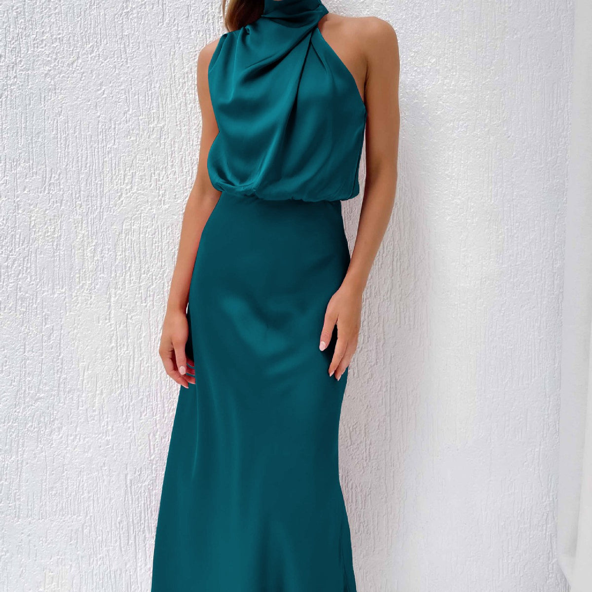 The Velvet Hour Satin High-Neck Midi – image 18