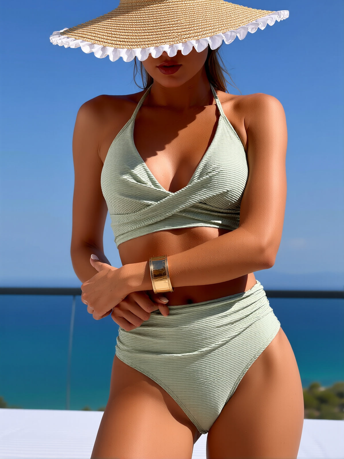 The Menton Mint Stripe Halter Bikini – image 2