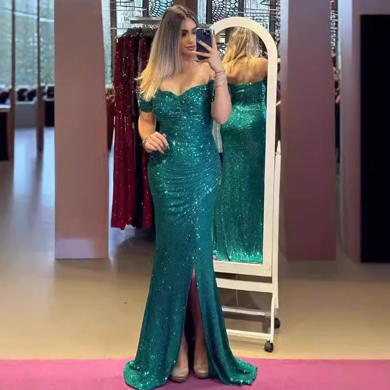 The Champagne Off-Shoulder Sequin Gown – image 14