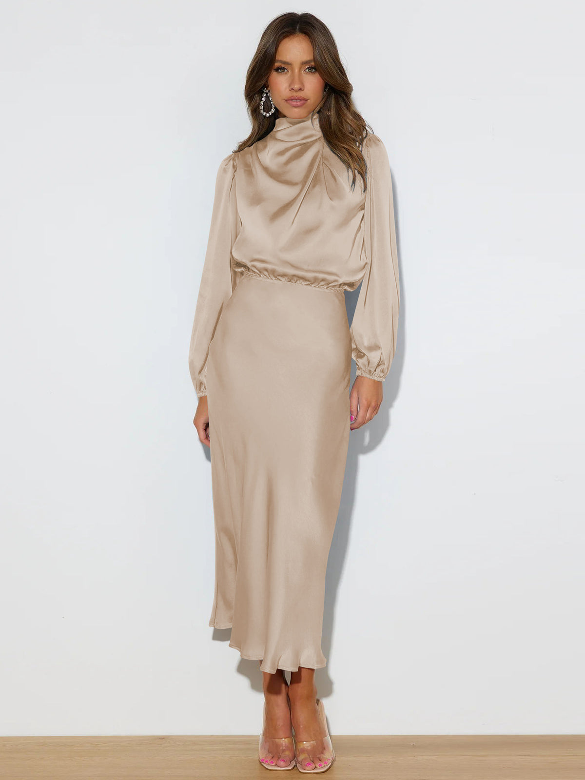 The Soirée Long-Sleeve Satin Maxi – image 4