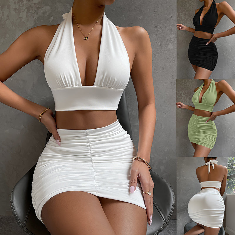 The Halter Lace-Up Mini Skirt Set – image 1