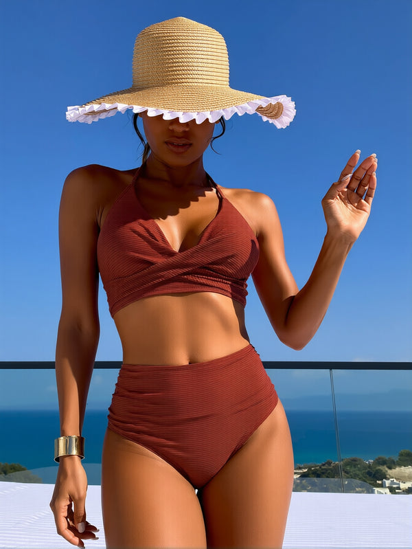 The Caramel Textured Halter Bikini