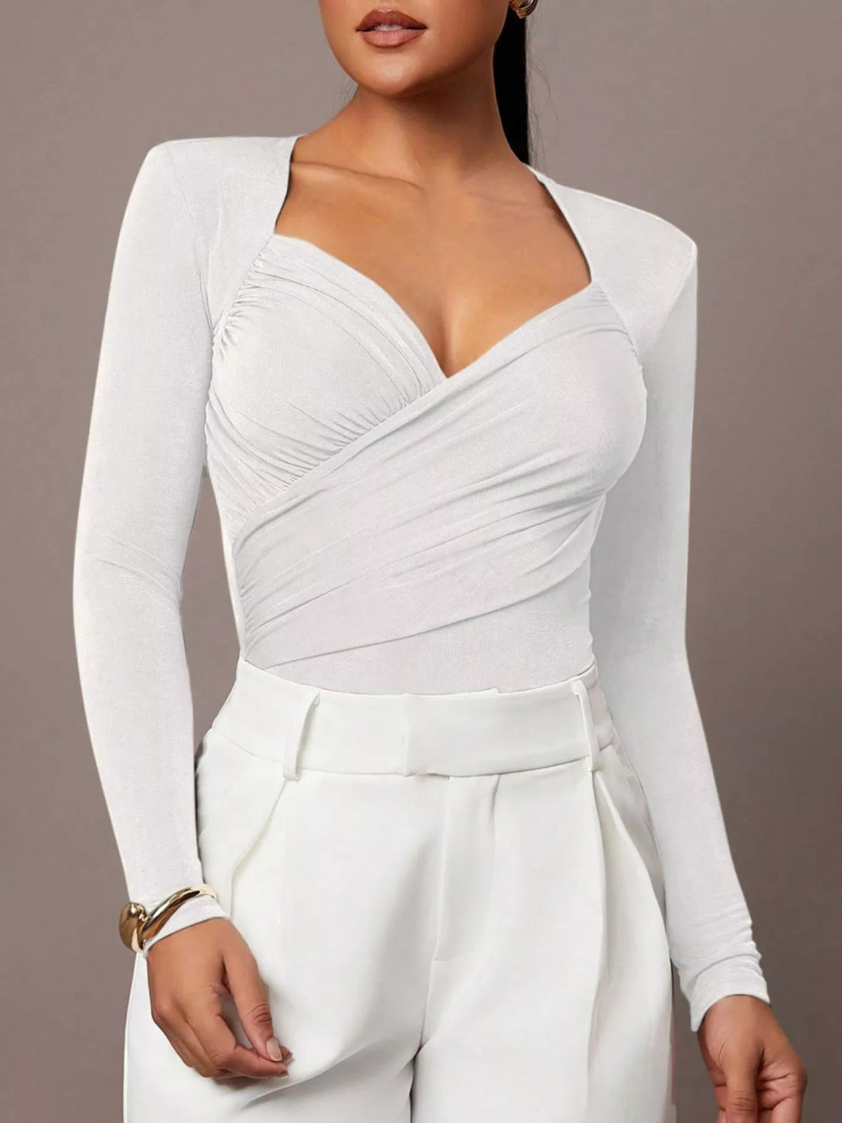 The Wrap Front Ruched Bodysuit – image 27