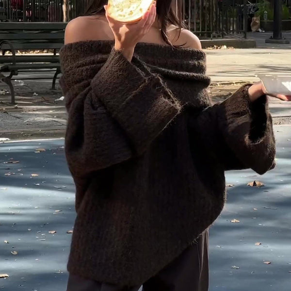 The Mocha Off-Shoulder Knit