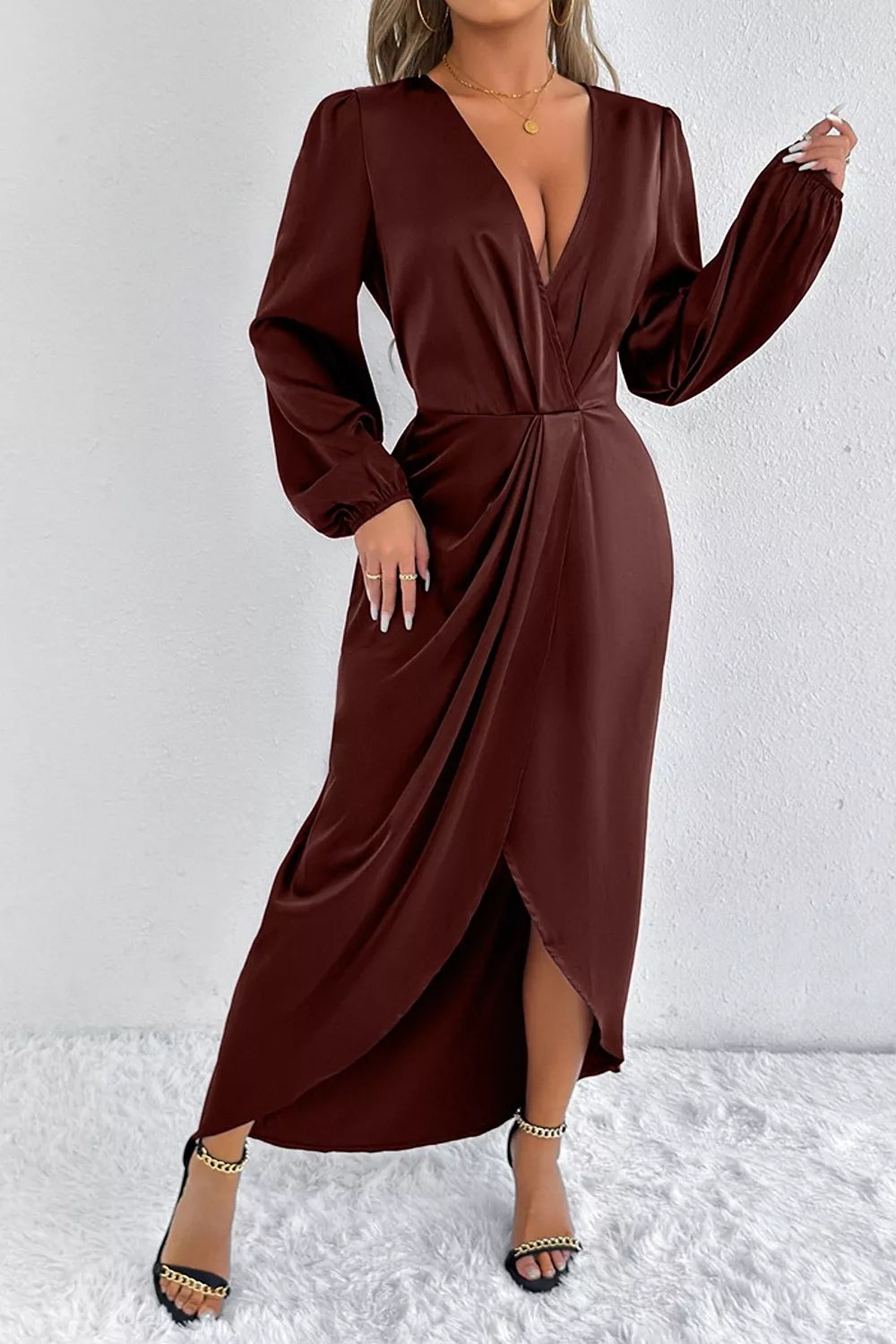 The Satin Balloon-Sleeve Midi – image 24