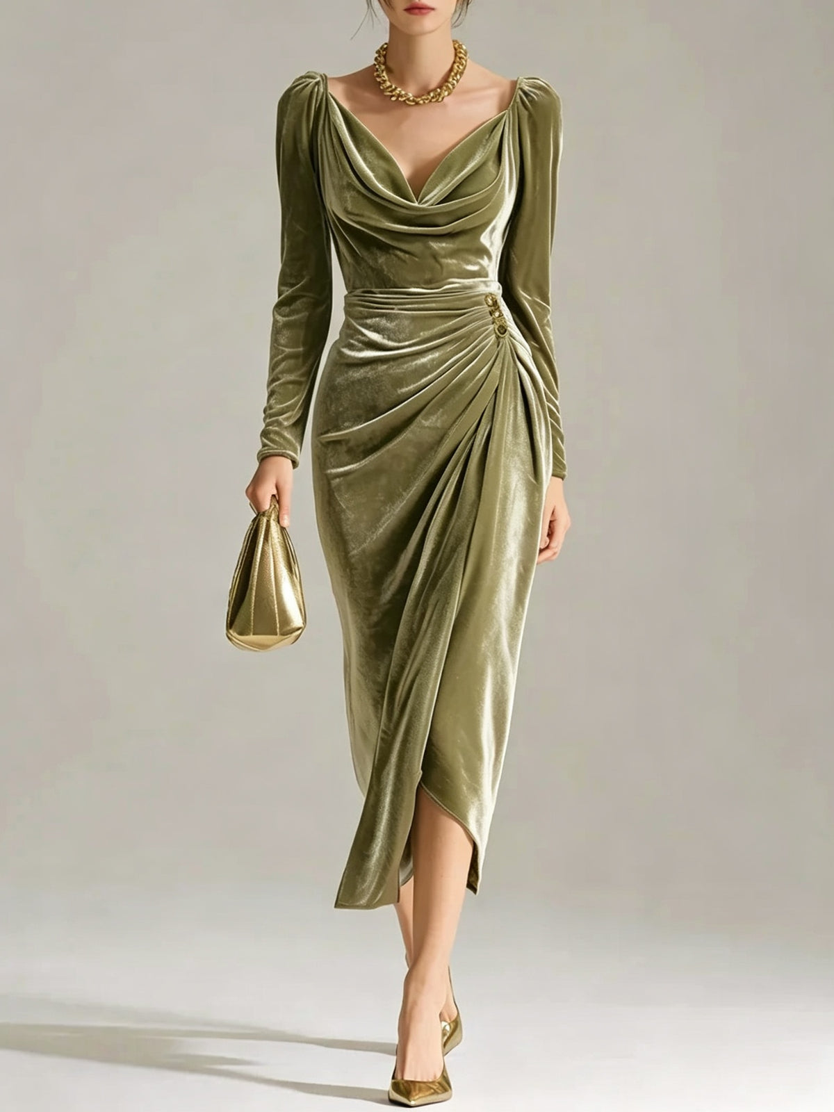 The Bordeaux Velvet Wrap Midi – image 12