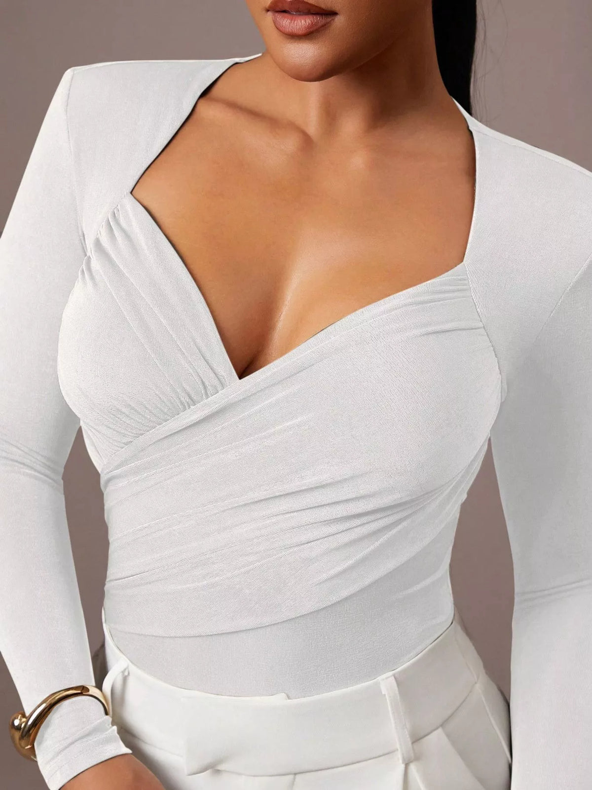 The Wrap Front Ruched Bodysuit – image 26
