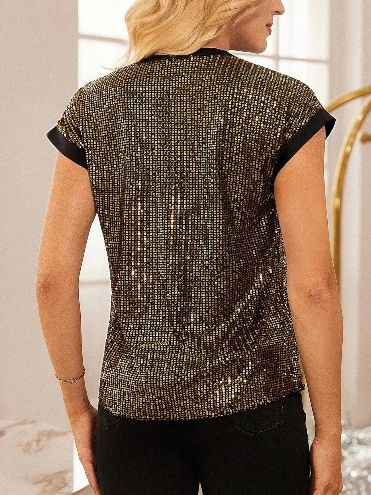 The Gilt Sequin Cap-Sleeve Top – image 6
