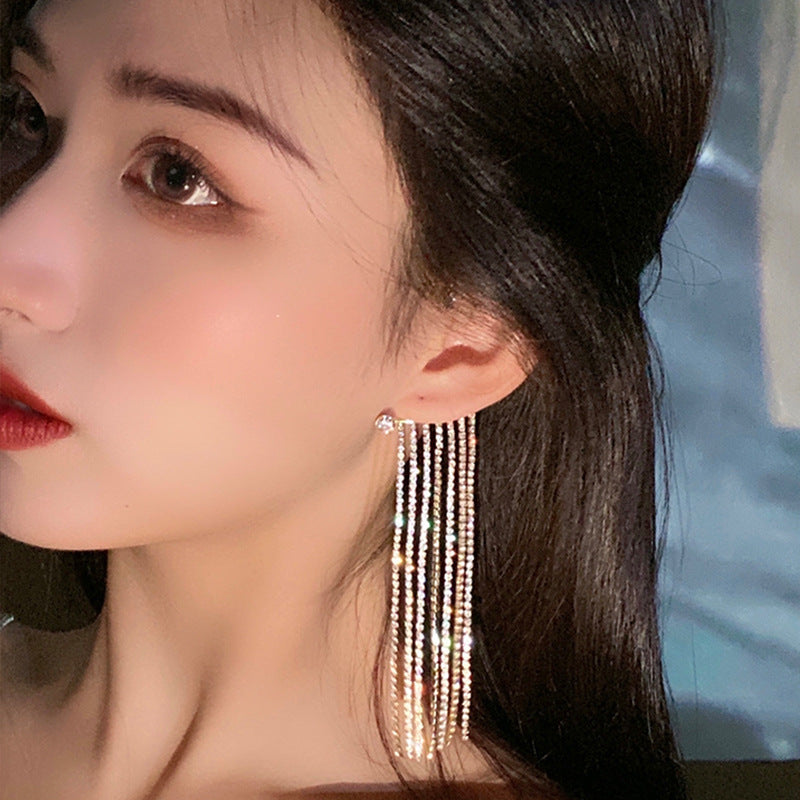 The Cascade Crystal Tassel Earrings – image 1