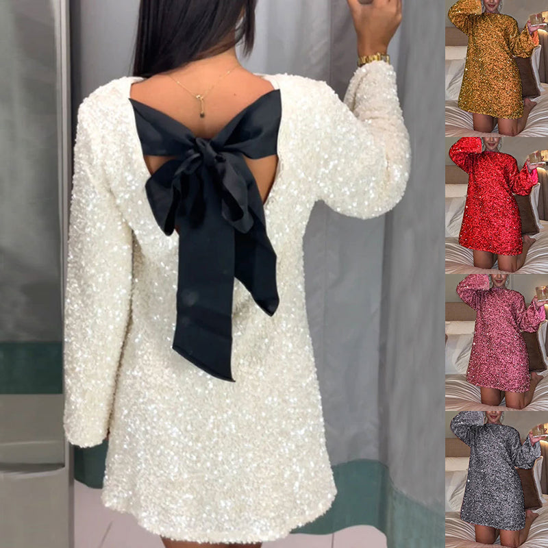 The Bow-Back Sequin Shift Mini – image 1